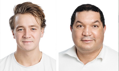 Porträttbilder på Higabs nya medarbetare Johan Widfeldt och Cristian Steiner.